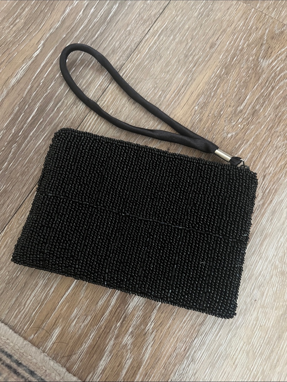 Black Beaded Wristlet Clutch